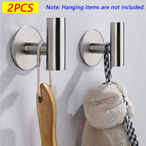 1/2PCS Adhesive Wall Hook Stainless Steel Robe Sticker Hooks Towel