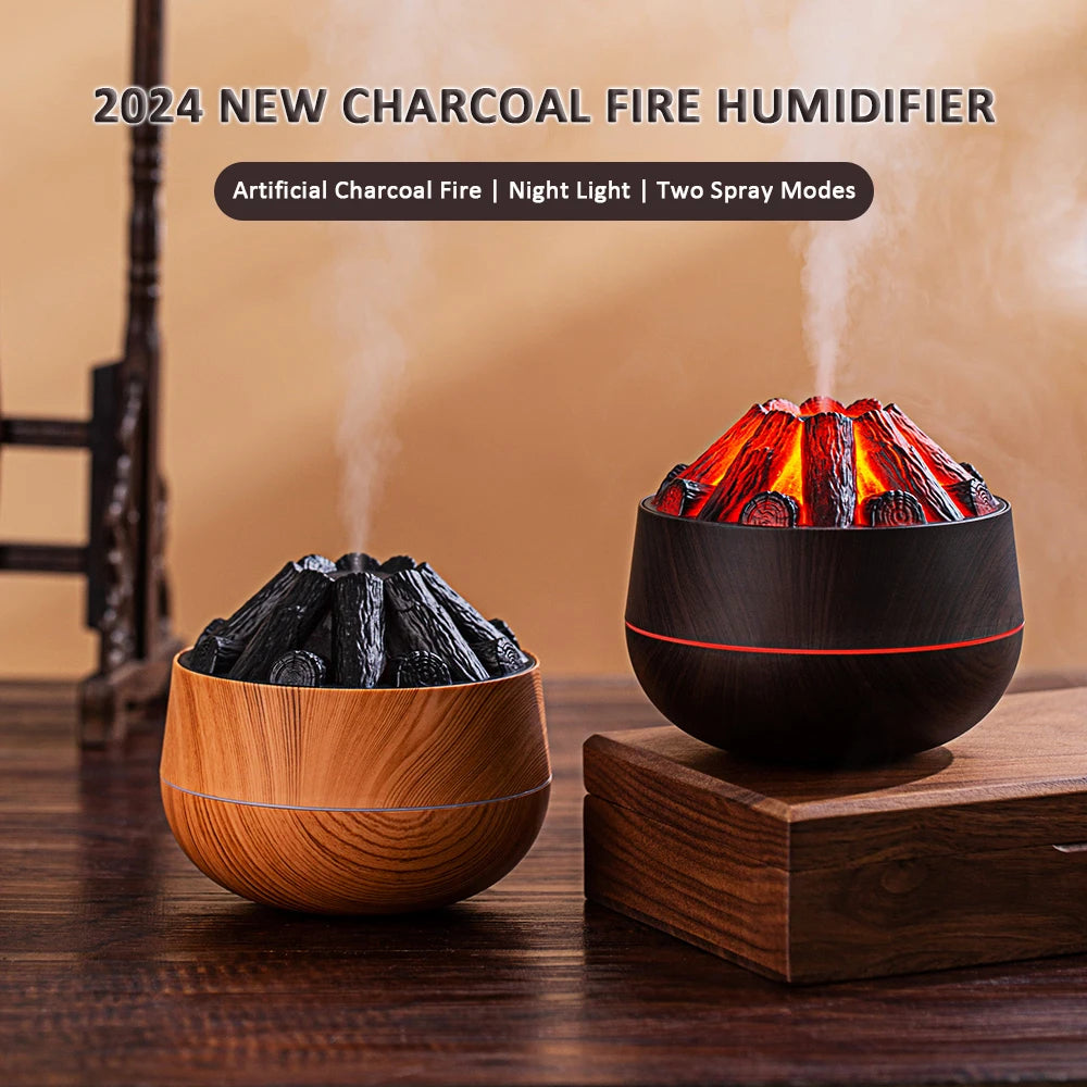 2024 New 300ML Artificial Charcoal Fire Air Humidifier Aroma Diffuser