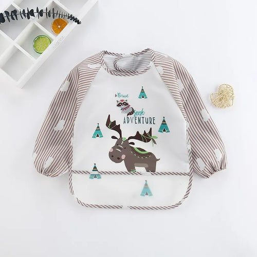 1Pcs Waterproof Eating Smock Infant Toddler Baby Cartoon Long Sleeve