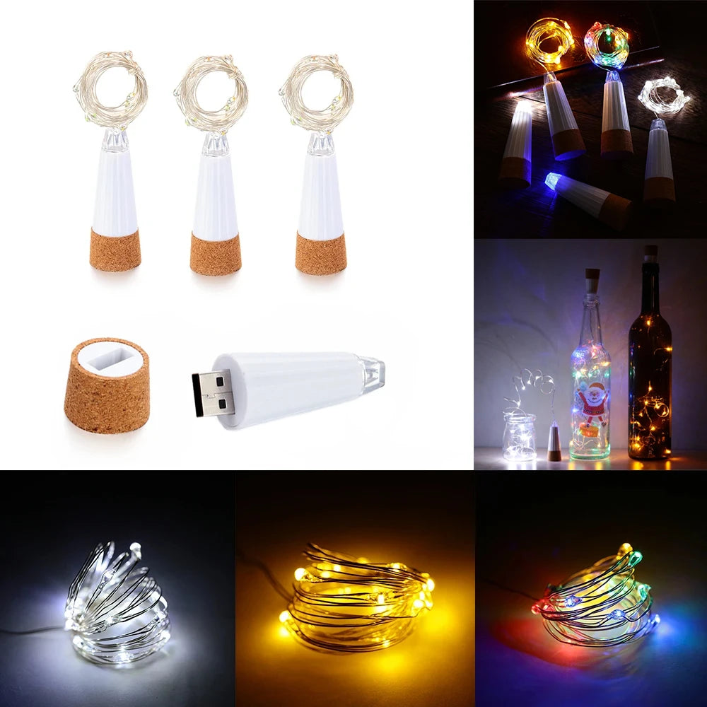 2m 20 LED Cork Bottle Fairy Light USB Rechargeable Indoor Decoration