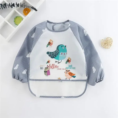 Baby Long Sleeve Scarf Waterproof Toddler Art Smock Feeding Bib Apron