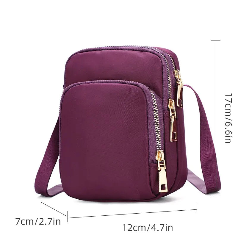 Women Bag Waterproof Shoulder Bag Crossbody Zipper Mobile Phone Lady