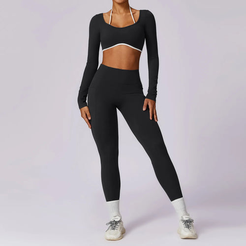 Women Tracksuit Yoga Set 2PCS Sport Suit GymWorkout Clothes Long