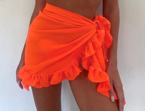 6 Colors Ruffle Bikini Cover Ups Short Skirt for Women 2024 Summer Sun