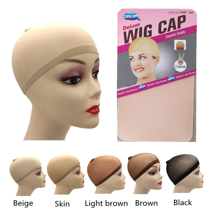 2pcs/Bag Top Stocking Wig Cap Hair Net For Weave Hair Wig Nets Black