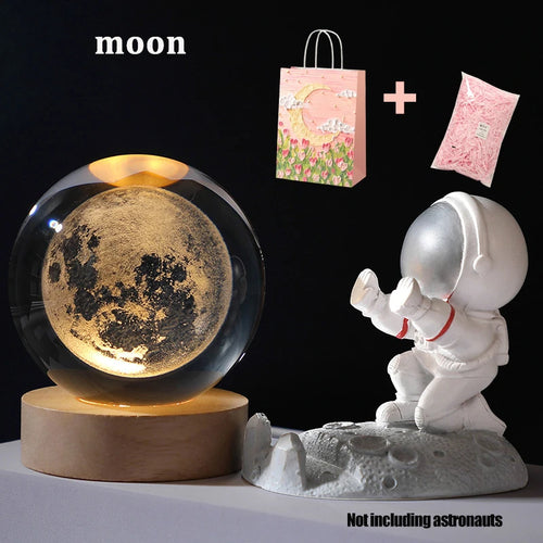 Valentines Day Gift  Galaxy Crystal Ball lamp 3D planet moon lamp USB