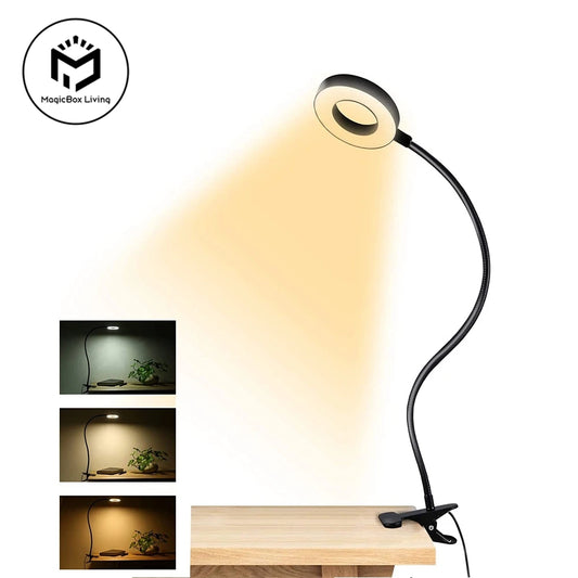 48 LEDs Clip on Desk Lamp 360°Flexible Gooseneck Reading Table Light