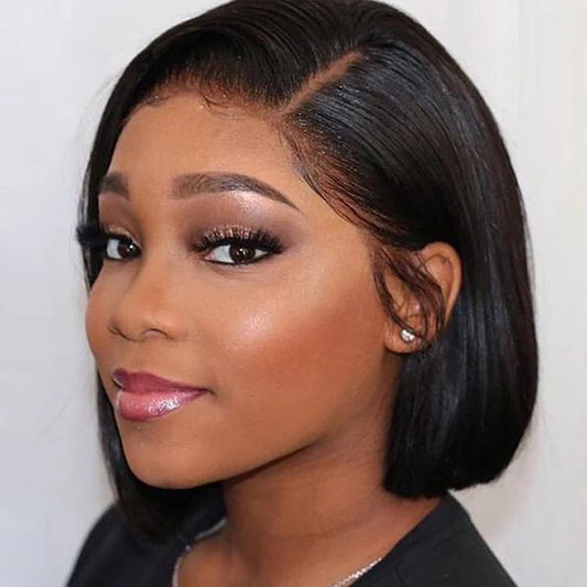 Bone Straight Short Bob Wigs Glueless Lace Front Human Hair Wigs 13x4