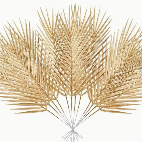 5pcs Golden Artificial Palm Leaves Fake Tropical Plants Faux Flowers