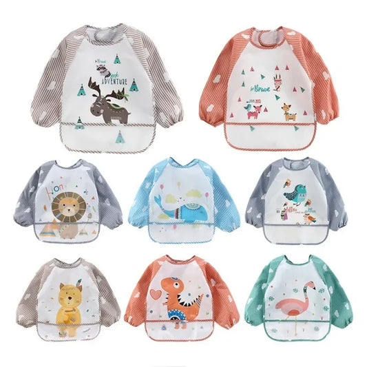 Baby Long Sleeve Scarf Waterproof Toddler Art Smock Feeding Bib Apron