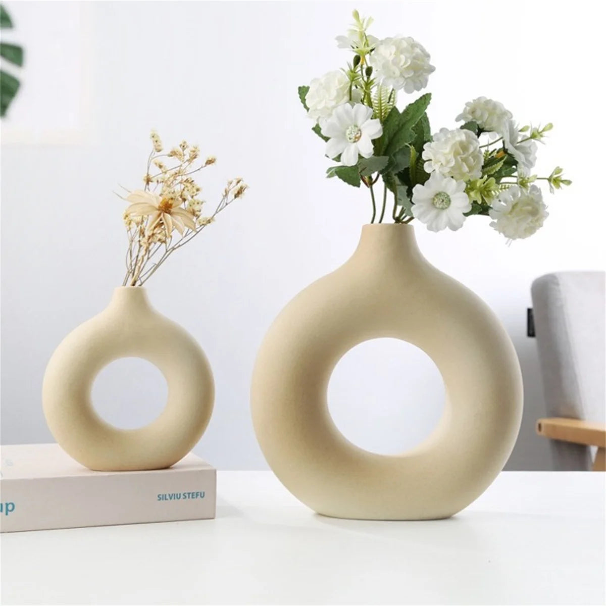 1pc ceramic vase works of art, living room bedroom study cafe and