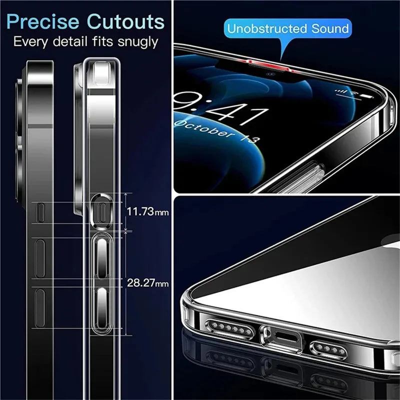 Ultra Thin Clear Silicone Case for iPhone 16 15 14 13 12 11 Pro Max