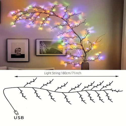 96LED Willow Vine String Lights USB DIY 8 Modes Lights Wall Vines with