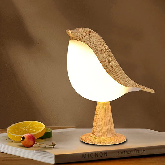 3 Colors Wooden Bird Night Lights LED Touch Switch Rechargeable for