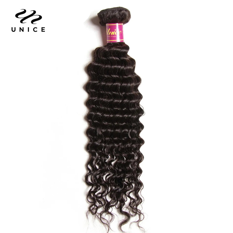 UNice Hair Peruvian Deep Wave Human Hair Hair Bundles 1/3/4 PCS 100%