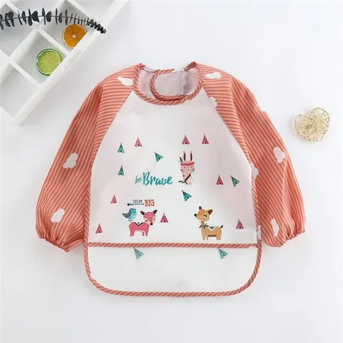 Baby Long Sleeve Scarf Waterproof Toddler Art Smock Feeding Bib Apron