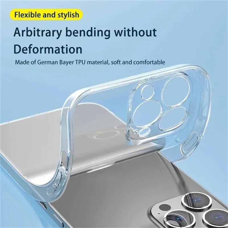 Ultra Thin Clear Silicone Case for iPhone 16 15 14 13 12 11 Pro Max