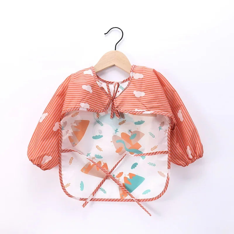 Baby Long Sleeve Scarf Waterproof Toddler Art Smock Feeding Bib Apron