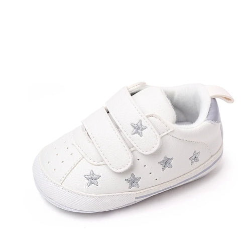 Baby White PU Sneaker Non-slip for Toddler Boys and Girls Cute