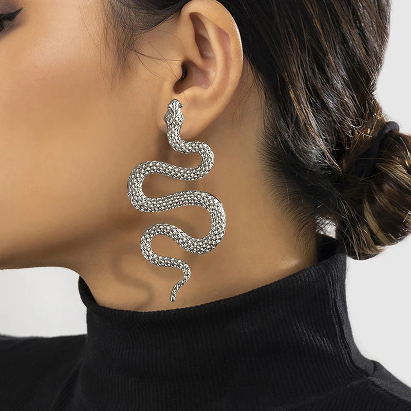 Avant-garde Sexy and Exaggerated Halloween Snake Shaped Earrings for