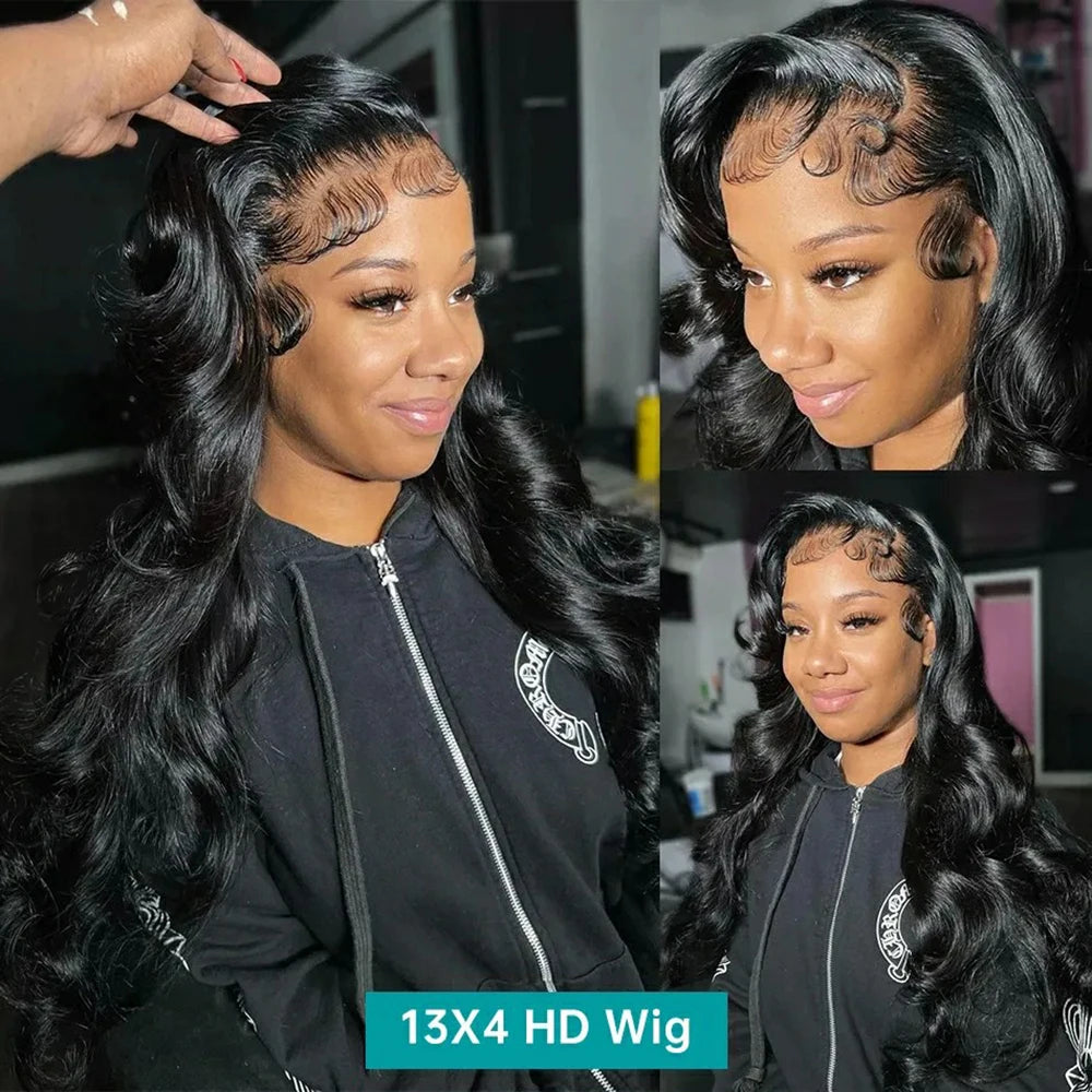 30 32Inch New Glueless Wig Body Wave Wig Human Hair 180% Brazilian