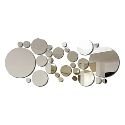 26 PCs 3D Acrylic Mirror Wall Sticker, round Mirror, DIY Bedroom,