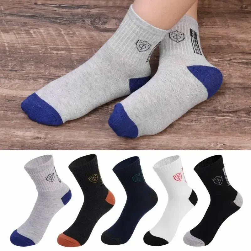 5Pairs Breathable Cotton Sports Stockings Men Bamboo Fiber Autumn and