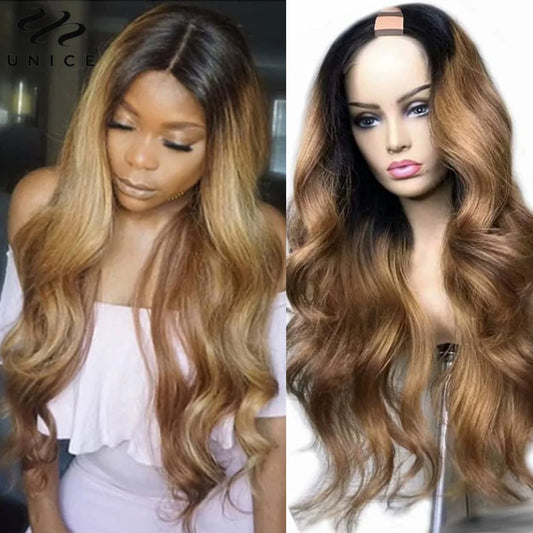 1BTL412 Body Wave U Part Wig Human Hair Wigs Minimal Leave-out No Glue