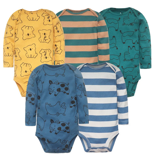 3-5 PCS/LOT Soft Cotton Baby Bodysuits Long Sleeve Newborn Baby