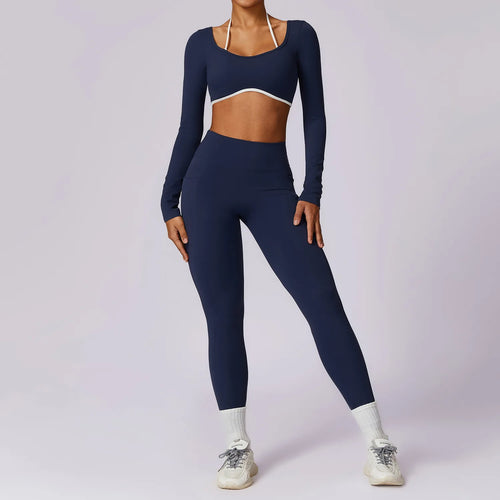 Women Tracksuit Yoga Set 2PCS Sport Suit GymWorkout Clothes Long