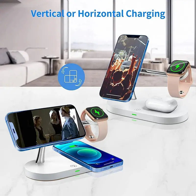 3 in 1 Wireless Charger Stand Magnetic For iPhone 12 13 14 15 Fast