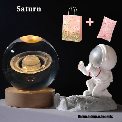 Valentines Day Gift  Galaxy Crystal Ball lamp 3D planet moon lamp USB