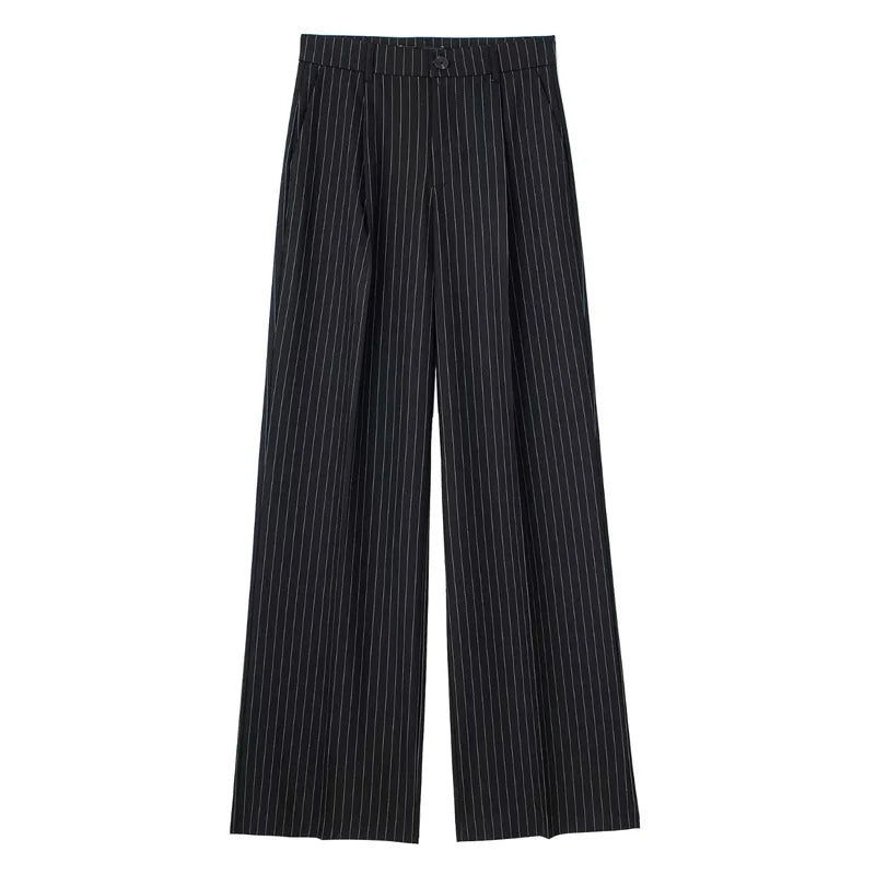 TRAF Women's Formal Pants Office Wear Women Striped Grey Black Pants