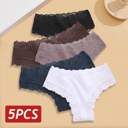 5PCS/Set Women Lace Seamless Cotton Panties Sexy Brazilian Pants