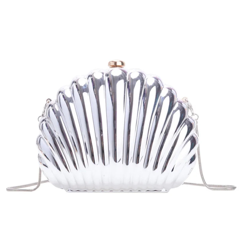 2024 Women Silver Gold Shell Bag Cute Acrylic Evening Clutch Bag With