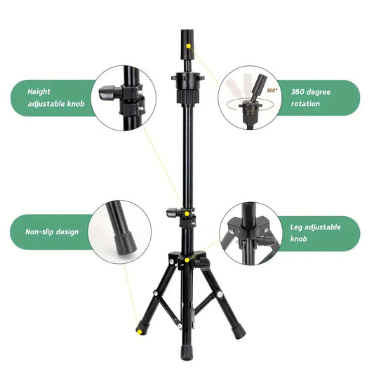 Adjustable Hairdressing Training Head Stand - Mannequin Tripod For