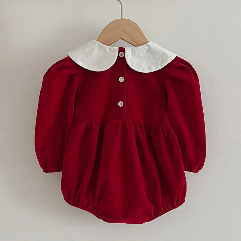 Autumn Newborn Kids Baby Girls Long Sleeve Sweet Solid Color Princess