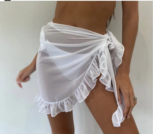 6 Colors Ruffle Bikini Cover Ups Short Skirt for Women 2024 Summer Sun