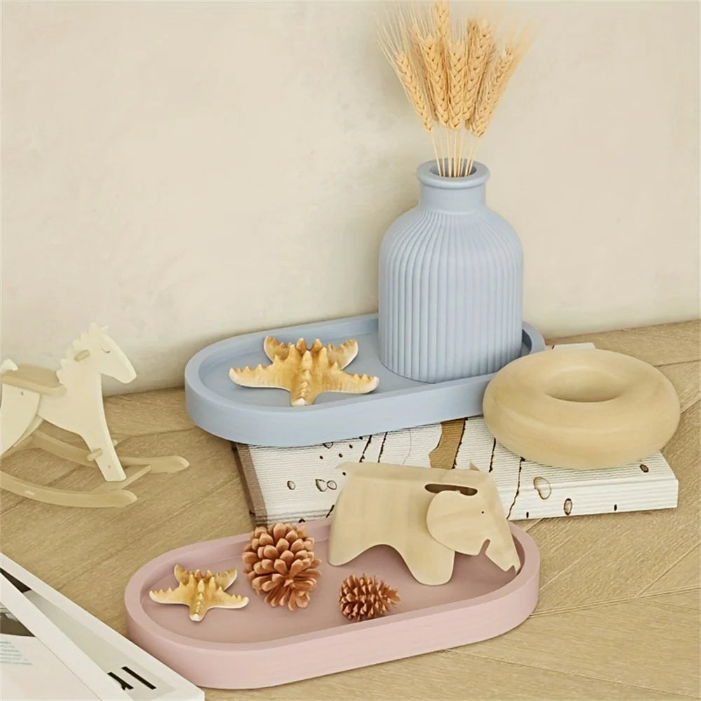 2pcs Vase Tray Silicone Mold, Oval Coaster Mold And Bottle Container