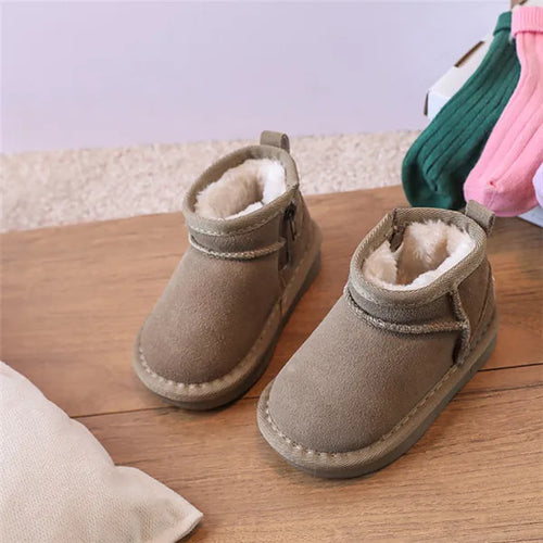 2023 New Winter Baby Snow Boots leather Warm Plush Little Boys Shoes