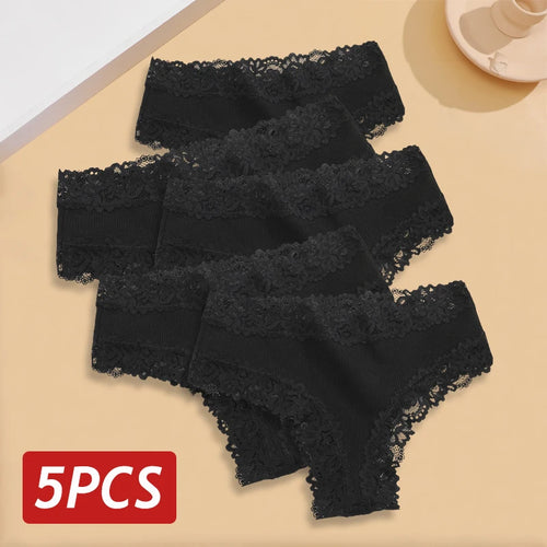 5PCS/Set Women Lace Seamless Cotton Panties Sexy Brazilian Pants