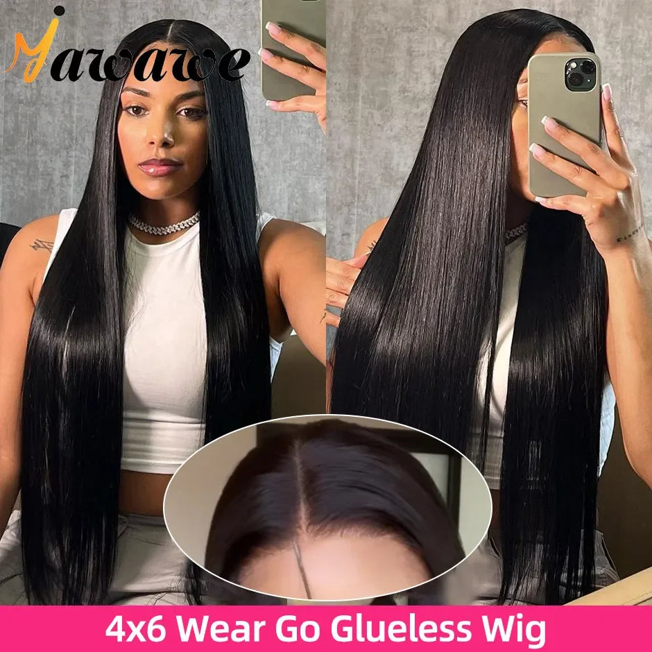 Yawawe hair 6X4 glueless wig human hair ready to wear wigs for women