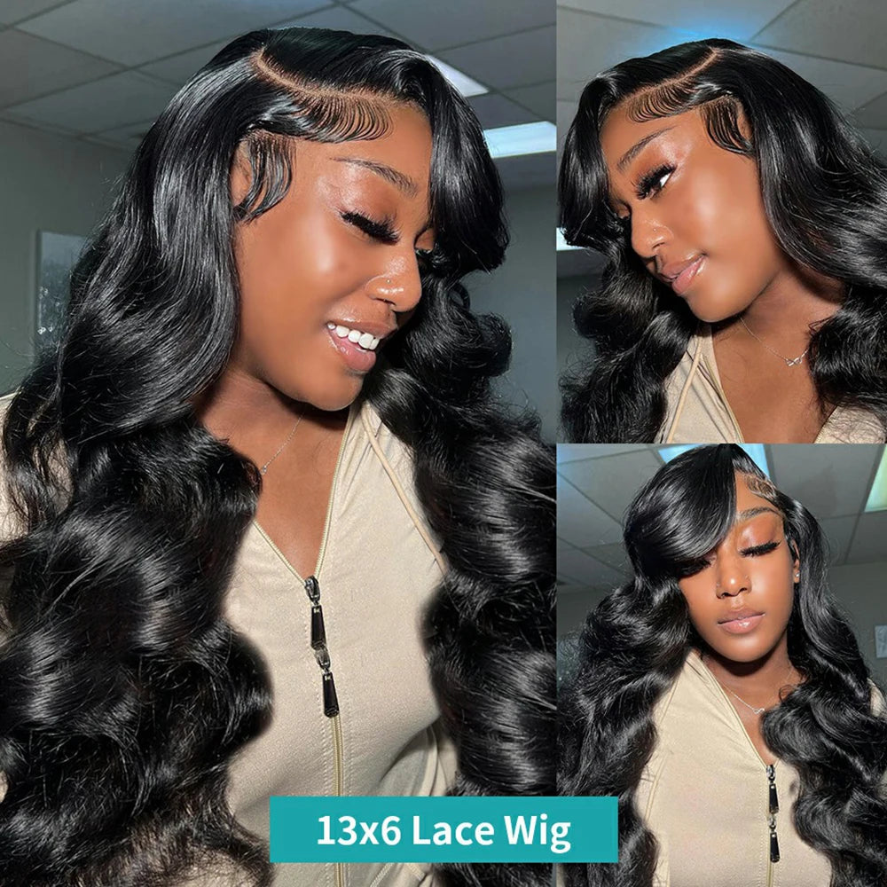 30 32Inch New Glueless Wig Body Wave Wig Human Hair 180% Brazilian