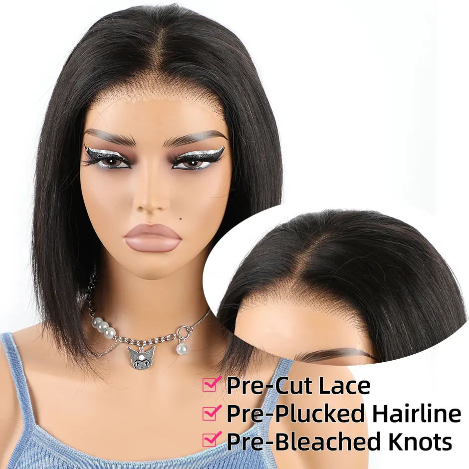 YAWAWE Pre-Bleached Knots Glueless Wig Ready To Wear Wigs Straight