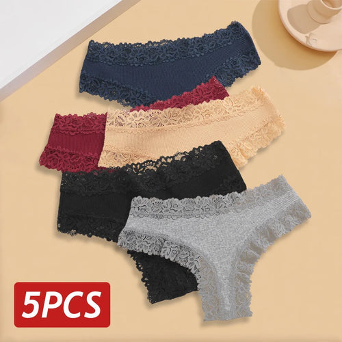 5PCS/Set Women Lace Seamless Cotton Panties Sexy Brazilian Pants