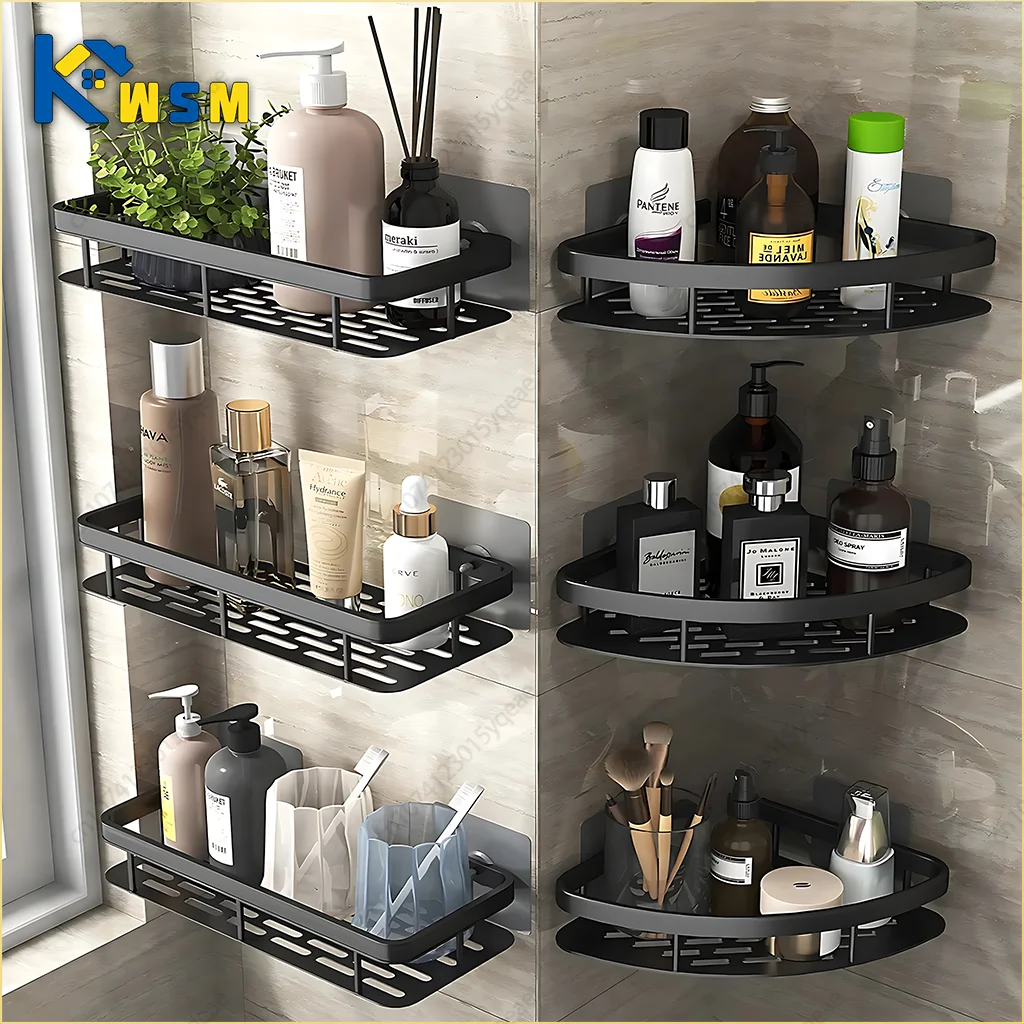 Bathroom Shelf Kitchen Storage Organizer Aluminum Alloy Shampoo Rack