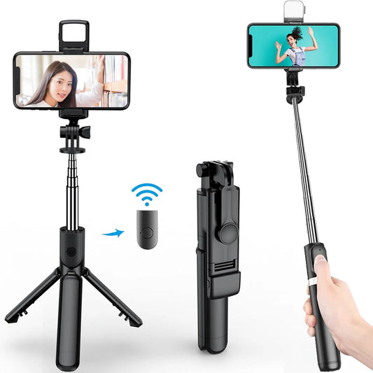 3In1 Bluetooth Wireless Selfie Tripod With Fill Light Shutter Remote