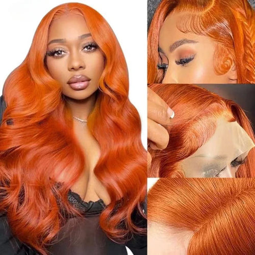 13×4 Lace Front Synthetic Wig Ginger Orange Lace Frontal Wigs Glueless