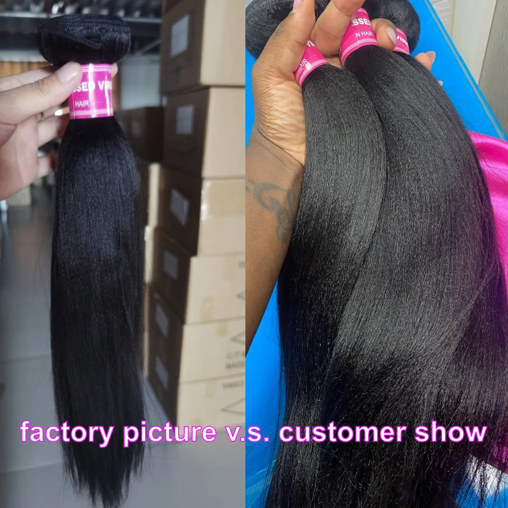 UNice Hair Yaki Straight Human Hair Bundles 100g Per Bundle 100% Human