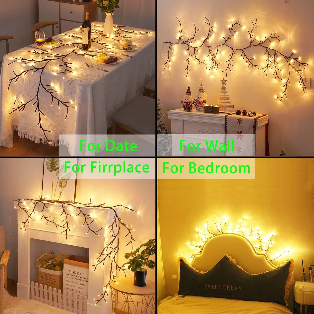 96LEDS Bendable Willow Vine Lights, 8Moeds Rattan Tree Decorative